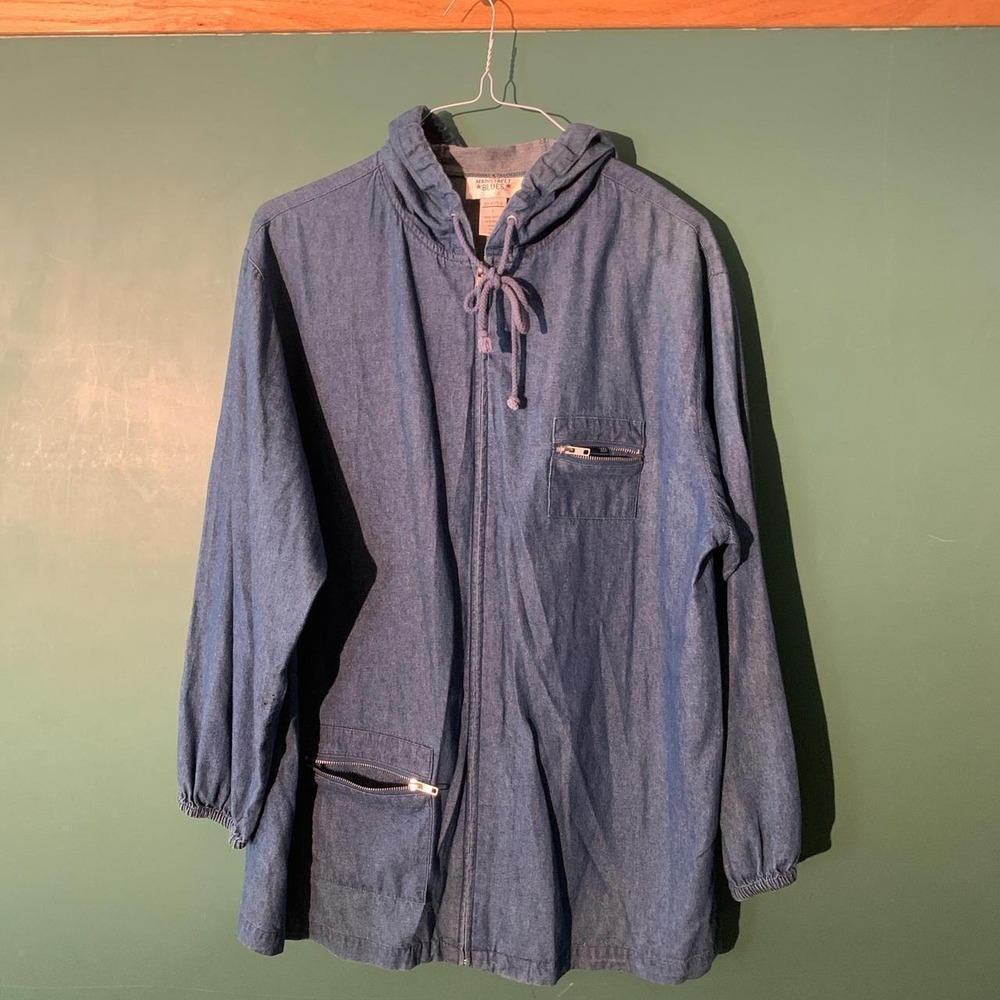Mainstreet Blues Oversized Hooded Denim Jacket Blue Large 32-1075-4